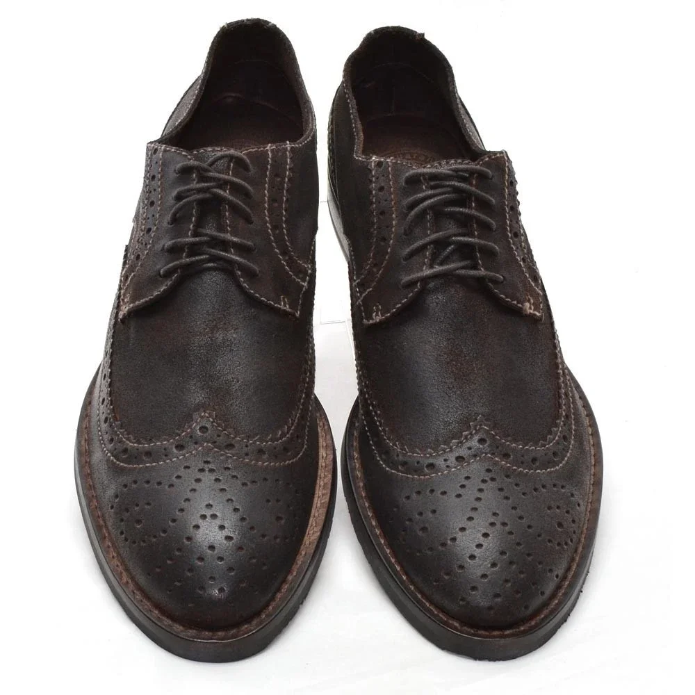 Men Pawelks Dark Brown Derby Brogue Wingtip Oxford 43